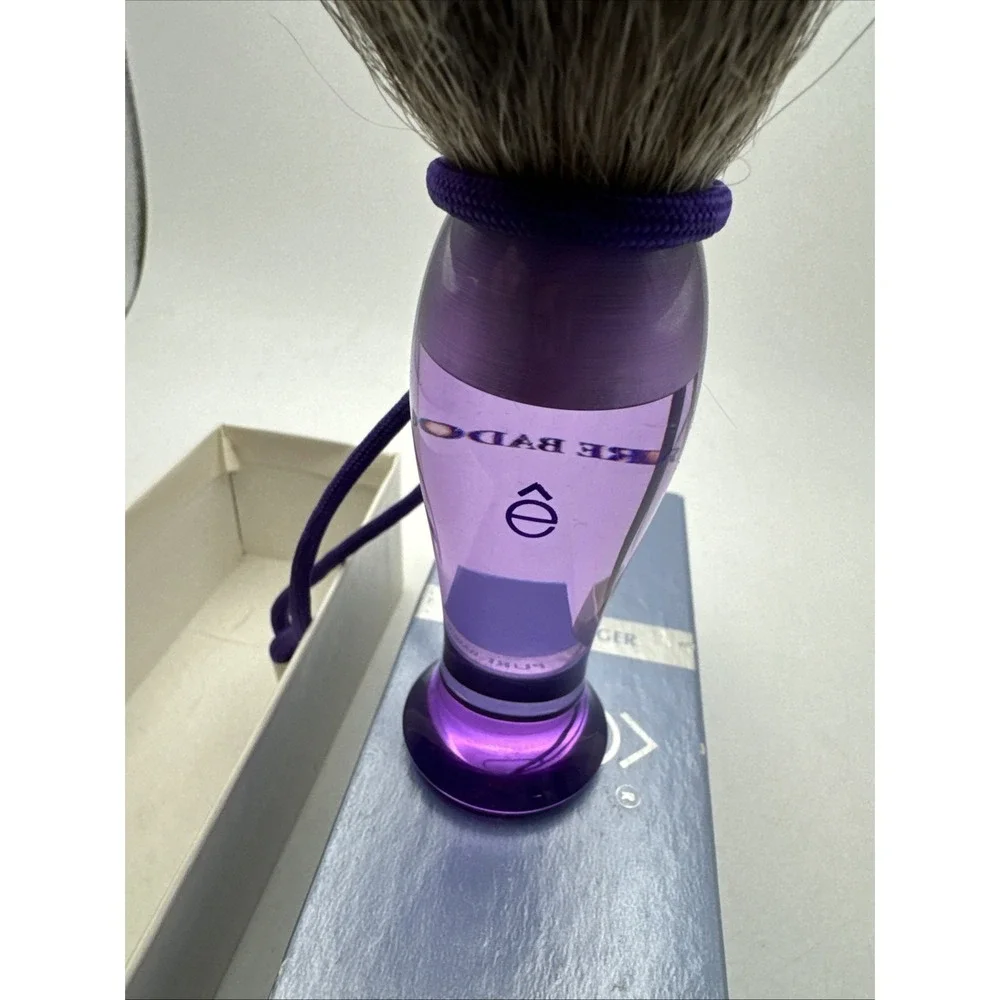 eShave Pure Badger Shaving Brush Purple Clear New